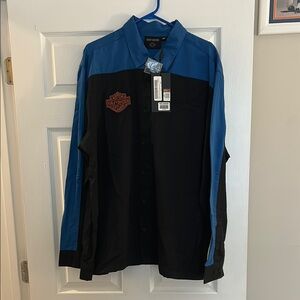 Harley-Davidson Black and Blue Long Sleeve Shirt